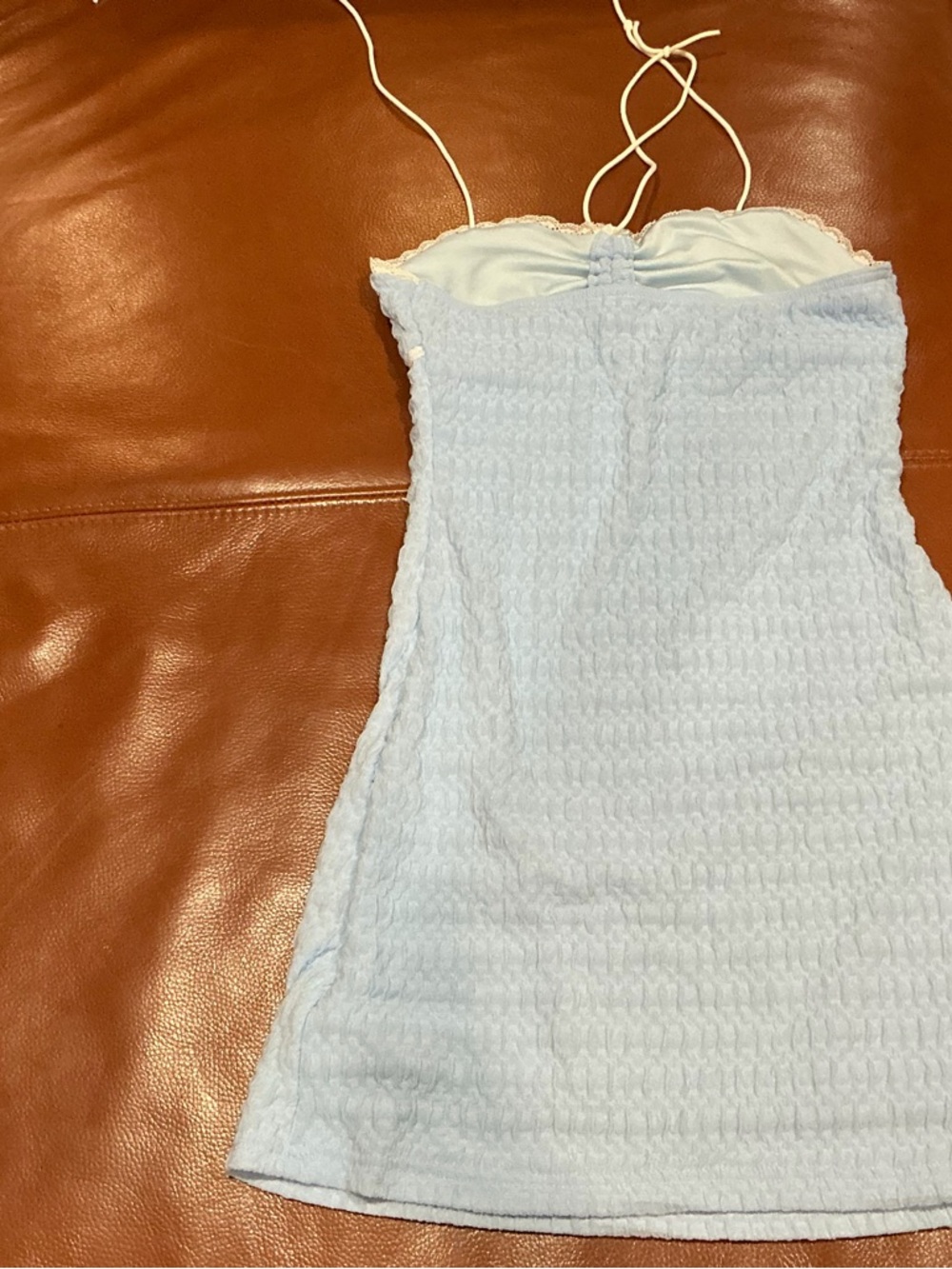 SHEIN Light Blue Mini Dress with White Trim